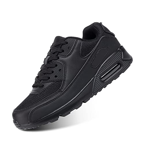 Sportschoenen Heren Sneakers Dames Hardloopschoenen Licht Fitness Wandelen Vetersluiting Luchtkussen Sneakers Gewoontjes E-Zwart 36