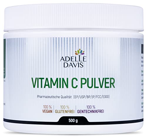 Adelle Davis® Adelle Davis Vitamine C poeder 500 gram - puur ascorbinezuur uit fermentatie van genetisch vrije maïs - farmaceutische kwaliteit | 1 doos van 500 g