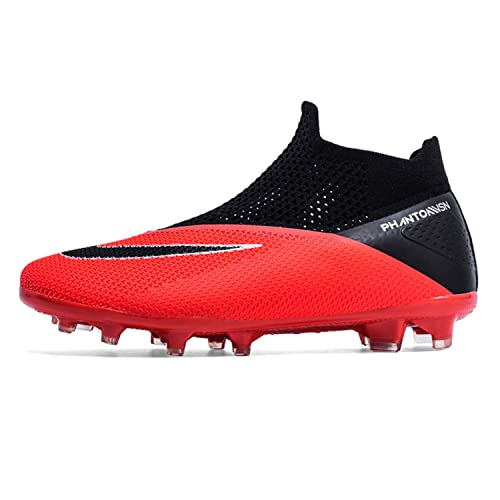 Voetbalschoenen Jeugd Voetbalschoenen Indoor Outdoor Voetbalschoenen Voetbalschoenen Unisex, Rood Zwart T, 40.5 EU