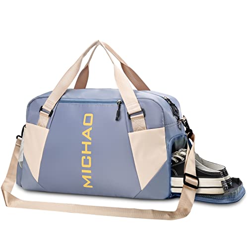 Sporttassen, Sunfry Reisplunjezak Dames Droog/nat Gescheiden Sporttas Met Schoenenvak 30L Sporttas Sporttas Overnachtingstassen voor Heren Zwemtas Waterdichte Sporttas Sporttas (waas blauw)