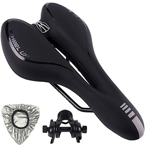 Pioneeryao Fietszadel, gel fietszadel hol ergonomisch fietszadel mountainbikeszadel tourzadel voor mountainbike MTB racefiets heren dames (zwart)
