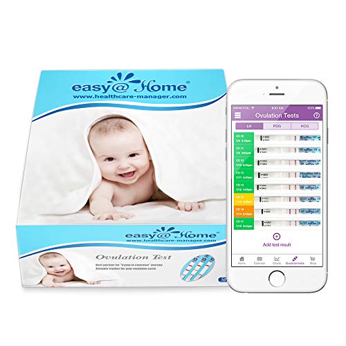 Easy@Home 50 x Ovulatietesten, Met Premom Ovulatie Predictor iOS en Android App, 50 LH Strips