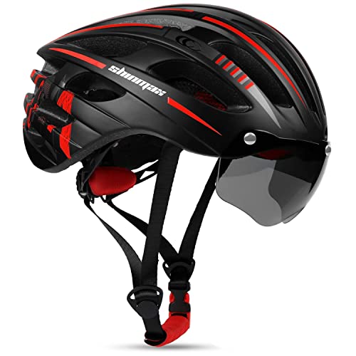 Fietshelm voor Heren en Dames CE-certificaat Shinmax Fietshelm met Oplaadbare LED Achterlichten en Magnetische Zonneklep, Fietshelm Kan in Maat Versteld Worden voor Skateboarden Snowboard MTB 57-62CM