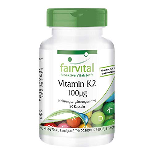Vitamine K2 MK-7-100µg (mcg) per capsule - menaquinon MK-7 (menachinon) - natuurlijk en gefermenteerd van natto - VEGAN - 90 capsules