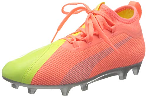 PUMA One 20.2 OSG FG/AG Jr, uniseks kindervoetbalschoenen, roze (Nrgy Peach-Fizzy Yellow Aged Silver), 38,5 EU
