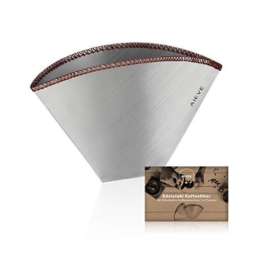 AIEVE Koffiefilter, herbruikbaar roestvrij staal, koffiefilter, permanente filter, voor handfilter, filterhouder, koffiezetapparaat, koffiefiltermachine (maat 4, 1-4 kopjes)