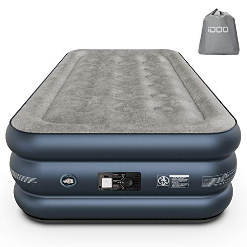 iDOO luchtmatras, luchtbed met geïntegreerde luchtpomp, snel opblazen en leeg laten lopen in 3 minuten, ideaal voor op de camping, familievakanties, 190 x 100 x 46 cm, maximaal 250 kg, eenpersoons