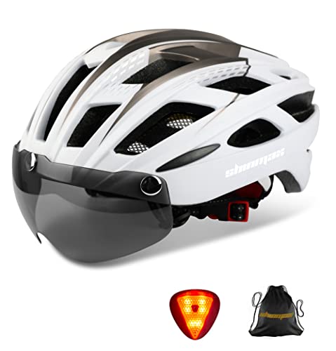 Shinmax Fietshelm, CE-certificaat, Fietshelm met Afneembare Veiligheidsbril Vizierschild voor Dames, Dames, Mountain en Racefietshelm Verstelbare Veiligheidsbescherming, Skateboarden, Ski & Snowboard