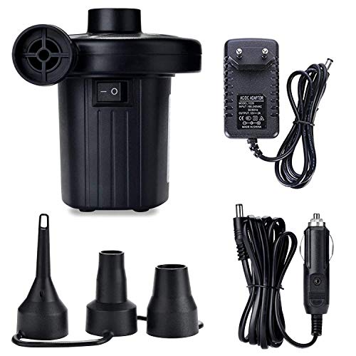 ZStarlite draagbare elektrische luchtpomp, opblaasbare matras luchtpomp / deflator voor zwembaden, boten, opblaasbaar speelgoed of kamperen, met 3 accessoires, 240V AC / 12V DC
