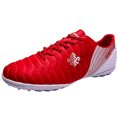 Voetbalschoenen Kinderen TF Jongens Meisjes Football Training Schoenen Low Top Soccer Schoenen voor Unisex Kids rood Wit 31 EU