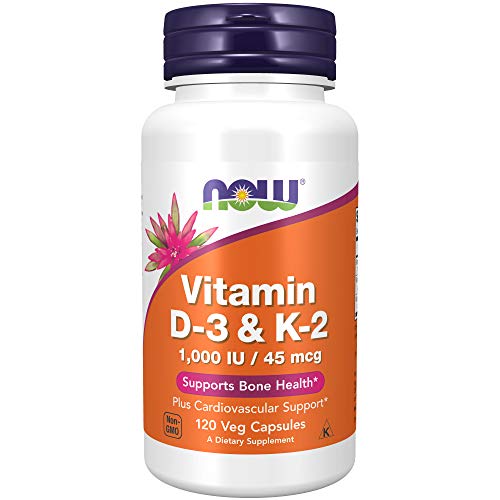 Now Foods | Vitamine D3 en K2 | 1.000 IE en 45 mcg | 120 capsules | hoog gedoseerd | vegetarisch | zonder gentechnologie | glutenvrij | sojafvrij