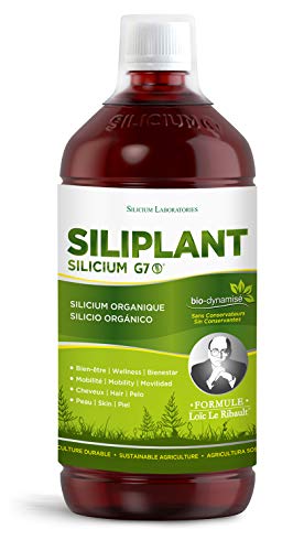 G7 Siliplant. Verbeterde formule. Vloeibaar siliciumsupplement van planten dat de collageenproductie stimuleert. Versterkt botten en gewrichten en verhoogt de elasticiteit van de huid. 1 liter - 1000 ml.