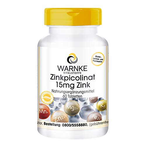 Zinktabletten - 15mg zink per tablet - hoge dosering & veganistisch - zinkpicolinaat - 60 tabletten
