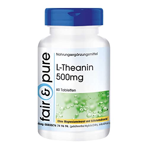 L-theanine tabletten 500mg - vegan - zonder magnesiumstearaat - 60 tabletten - aminozuur van groene thee