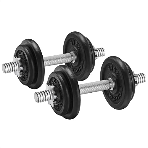 SONGMICS Halterset, dumbbells Gietijzeren Verstelbaar, set van 2, 2 x 10 kg, halters, voor mannen Dames Workout Gym Training, Gewichtheffen, voor Home Gym SYL20T
