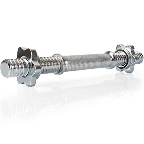 ScSPORTS® Korte halterstang 35,5 cm, 30 mm, Incl. Schroefsluitingen, van massief verchroomd staal, voor effectieve krachttraining, Dumbbell, Gewichten