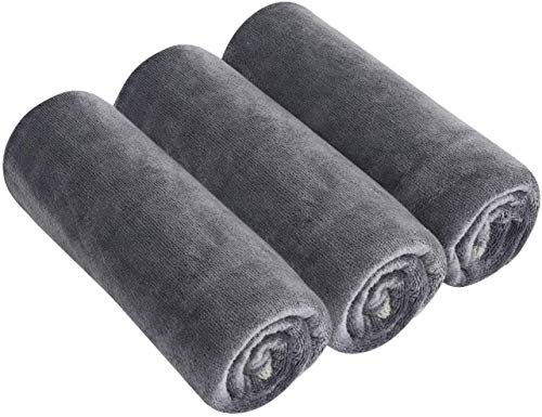 BW&HM Microvezel Gym Handdoeken Sport Fitness Workout Zweethanddoek voor mannen en vrouwen 40 cm x 80 cm, 3 Pack Grijs
