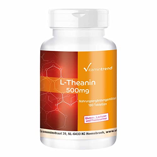 L-Theanine 500mg - 180 veganistische tabletten - hoge dosering - ! VOOR 6 MAANDEN ! - Gemaakt in Duitsland