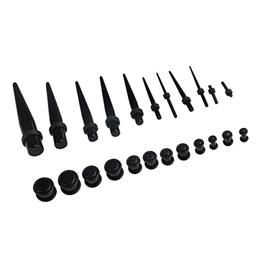 Rosenice 23 stuks oorstretcherset taper stretchstaaf set piercing sieraad (zwart)