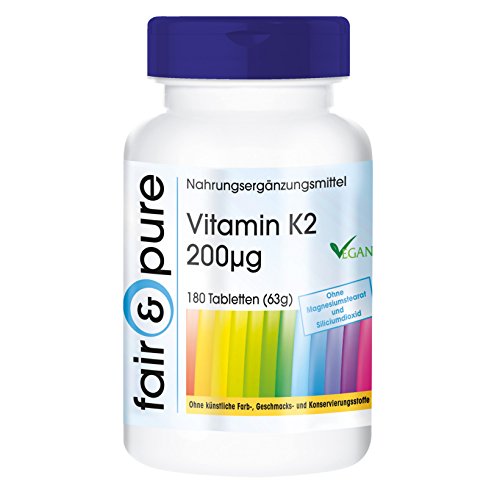 Vitamine K2 200mcg - natuurlijke menaquinone MK-7 - vegan - 180 tabletten - voorraad verpakking voor 6 maanden
