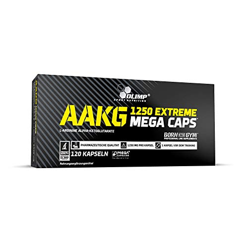 OLIMP - AAKG Extreme Mega Caps (120 capsules). Bevat L-arginine alfa-ketoglutaraat (AAKG). 1-pack (1 x 170,4 g blik)