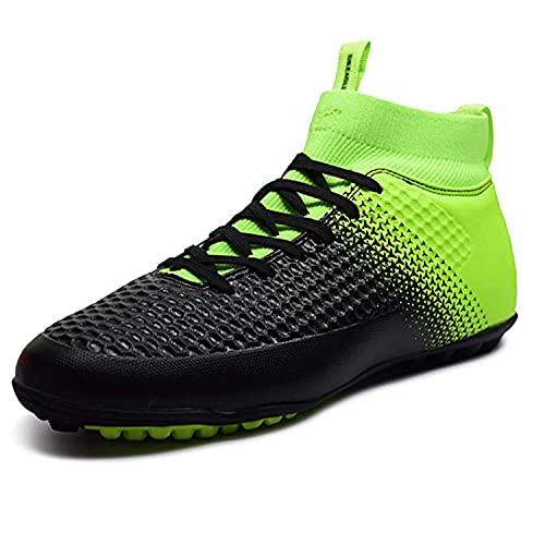 AOWENDI Voetbalschoenen kinderen FG/AG voetbalschoenen jongens High Top TF trainingsschoenen voor kinderen, groen 2, 41 EU