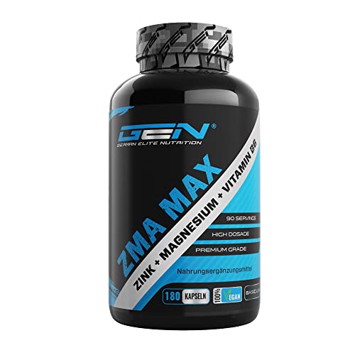 ZMA MAX - 180 Capsules - Extra Hoge Dosis - Zink + Magnesium + Vitamine B6 - Premium: Met 3 Magnesiumverbindingen - Veganistisch