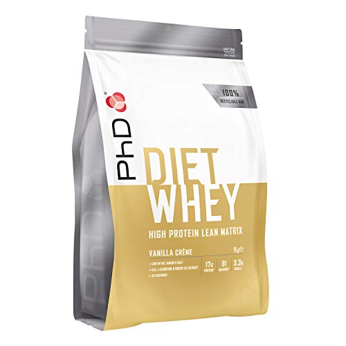 PhD Nutrition Diet Whey Protein Poeder Mager Whey Protein Protein Poeder Laag Suiker Vanille Crème - 500 g (20 porties)