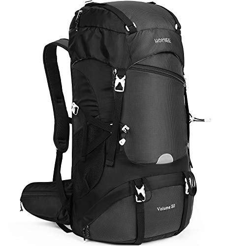 HOMIEE Wandelrugzak 50L, Heren Dames Waterdichte Trekkingrugzak Reisrugzak Outdoor Wandelrugzak met Regenhoes, Backpacker Rugzak voor Wandelen, Bergbeklimmen, Kamperen, Reissporten