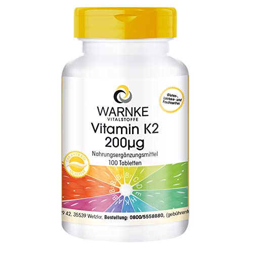 Vitamine K2 200μg - natuurlijke menaquinone MK-7 - hoge dosering & veganistisch - 100 tabletten