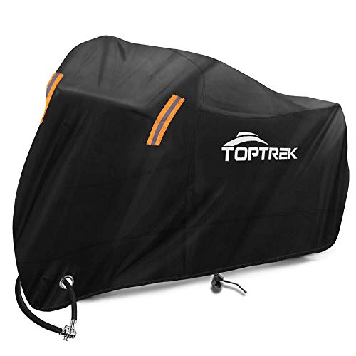 TOPTREK Motorhoes, outdoor, winterbestendig, waterdicht, 210T Oxford-stof, XXL motorhoes voor Harley-Davidson, Honda, Suzuki, Kawasaki (245 x 105 x 125 cm)