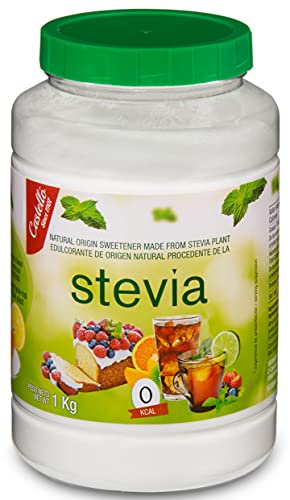 Zoetstof Stevia + Erythritol 1:3 - Kristalsuiker - Natuurlijke Suikervervanger - Geen GMO - 0 Glycemische Index - Keto en Paleo Vriendelijk - Castello since 1907 (1g = 3g Suiker (1:3), 1 kg pot)