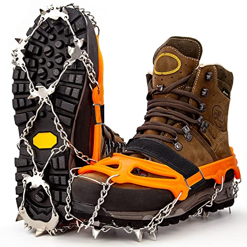 Premium stijgijzers voor bergschoenen met 19 roestvrijstalen spikes - professionele antislip schoenklauwen voor sneeuw en ijs - Ijsklauwen voor schoenen - schoenkettingen voor wandelen - Crampons
