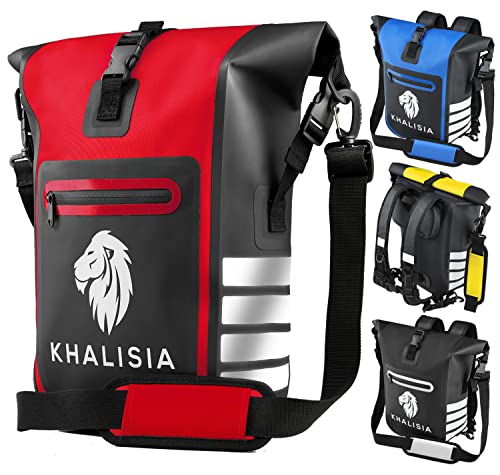 KHALISIA Fietstas 3-in-1, waterdichte rugzak, met laptopvak, hoogwaardige schoudertas en bagagedragertas voor de fiets, rood