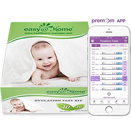 Easy@Home 40 x Ovulatietesten en 10 x Zwangerschapstesten, Met Premom Ovulatie Predictor iOS en Android App, 40 LH +10 HCG