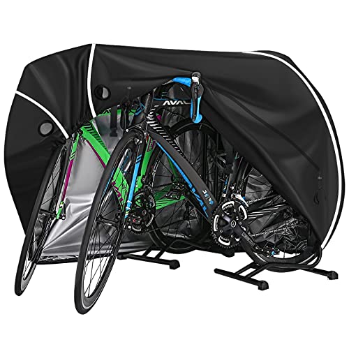 ODSPTER Fietshoes voor 2 fietsen, waterdicht 210D Oxford-weefsel, ademend voor buiten, met slot-oogbescherming, voor mountainbike en racefiets 29 inch (zilver)