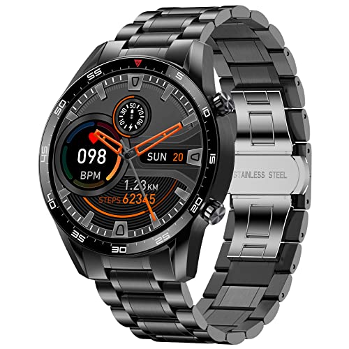 LIGE Smartwatch Mannen met Bluetooth bellen, 1.32'Fitness horloge met hartslagmeter/slaapmonitor/berichtmeldingen 10 Sporten, IP67 Waterdichte Pedometer Stopwatch Mannen voor Android iOS