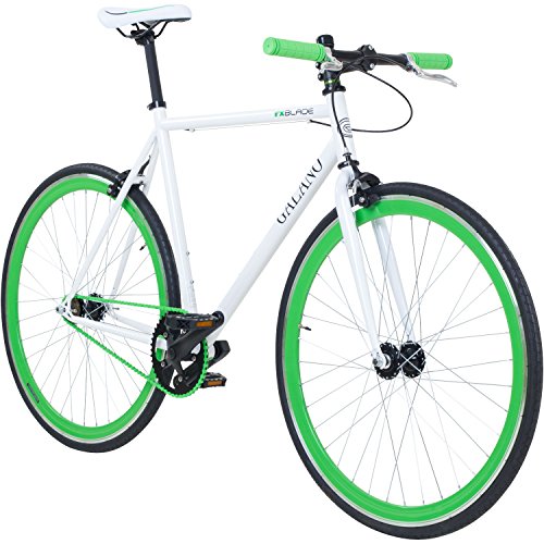 Galano Fixie Singlespeed Bike Blade 700C 28 inch, 5 kleuren naar keuze, framegrootte: 56 cm, kleur: wit/groen