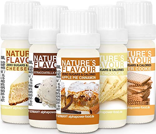 ALPHAPOWER FOOD Flavour Drops 5x Spar Set, Flavdrops I 100% natuurlijk aroma, smaakdruppels zonder calorieën en suiker I bakaroma voor alle levensmiddelen en water met smaak