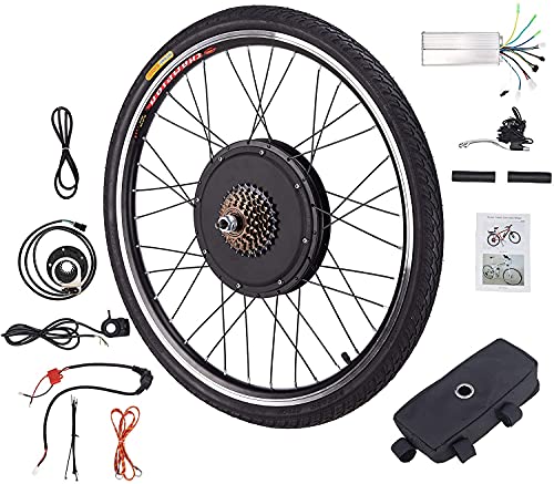 Viribus 26 inch E-bike ombouwkit E-bike voorwiel ombouwkit kit 48 V 1000 W elektrische fiets ombouwset 26 inch ebike conversie kit electric bicycle ombouwkit Pedelec ombouwset (48 V/1000 W achterwiel)