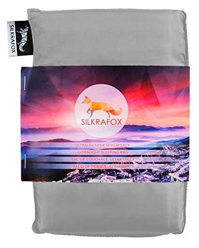 Silkrafox - Ultralichte slaapzak, huttenslaapzak, tijk, zomerslaapzak, kunstzijden slaapzak, grijs