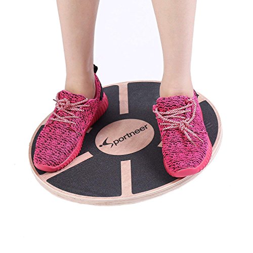 Sportneer balansbord, hout, diameter 40 cm, professioneel balance board voor oefeningen, gymnastiek, sport, prestatieverbetering, revalidatie, training (1 stuks)