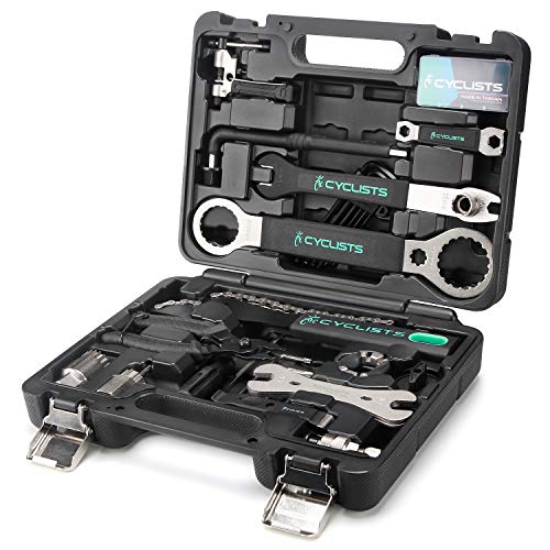 cyclists 23-delige fietsreparatieset, draagbare fietskoffer fiets gereedschapsset voor fiets banden ketting montage reparatie fiets tool set met draagtas (zilver)