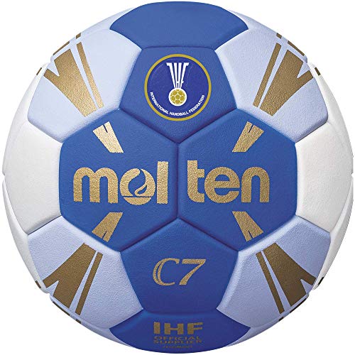 Molten Unisex – volwassenen trainingsbal handbal, blauw/wit/goud, maat 1