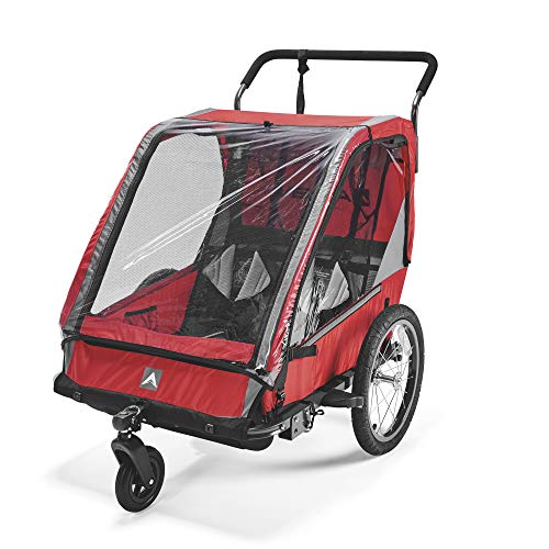 Allen Sports Unisex volwassenen ES2-R fietskar voor 2 kinderen, multifunctioneel, voor fietsen en wandelen, rood