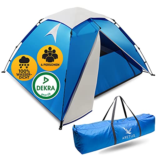 Aretus Eagle Tent Grote pop-up tent voor 2 3 4 personen, met voortent – waterdicht 2-voudig geventileerd – UV-bescherming – voor camping festival met 2 in 1 functie – snel opgebouwd