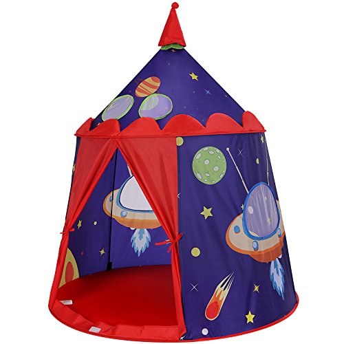 SONGMICS Speeltent, Prins Kasteel Tent voor jongens en peuters, Speelhuisje voor binnen en buiten, Draagbare Pop-Up Indische Tipi met draagtas, Cadeau voor kinderen, Blauwe LPT01BU