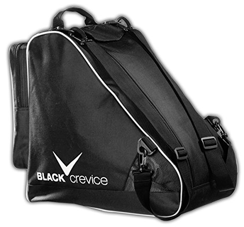Black Crevice Skischoenentas, tas voor snowboardschoenen en skischoenen, skischoenentas met groot hoofdvak en zijvak met ritssluiting, verstelbare schouderriem, afmetingen: 43 x 27 x 42 cm