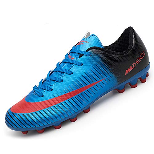 BOTEMAN Heren Voetbalschoenen Ademend Jongens Meisjes Voetbal Trainers Schoenplaten Professionele Voetbalschoenen Unisex, Blauw, 36 EU