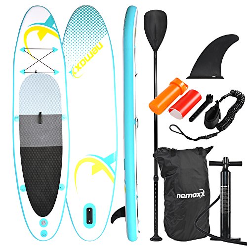 NEMAXX Stand Up Paddle Board PB320 SUP Board opblaasbaar, Surfbord, Surfplank, gemakkelijk te vervoeren, met tas, Peddel, Vin, Luchtpomp, Reparatieset
